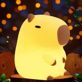 Bestfaith Cute Capybara Night Light, LED Squishy Night Lamp, 2 Levels Dimmable Nursery Nightlight for Kids, Rechargeable Touch Lamp, Dorm Decor, Kids Funny Gifts (Normal)