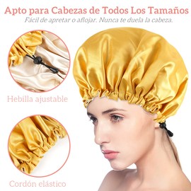 Gorro de Seda para Dormir Ajustable 3 Piezas, Gorro para Dormir Cabello Rizado Reutilizable y Cómodo, Gorro de Satin para Cabello Rizado para Dormir, Bañarse & Cocinando