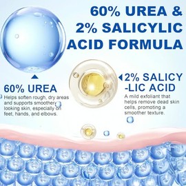 60% urea más 2% ácido salicílico en barra para el cuidado de pies, crema hidratante para manos secas agrietadas, codos, pies, rodillas, hidrata y nutr