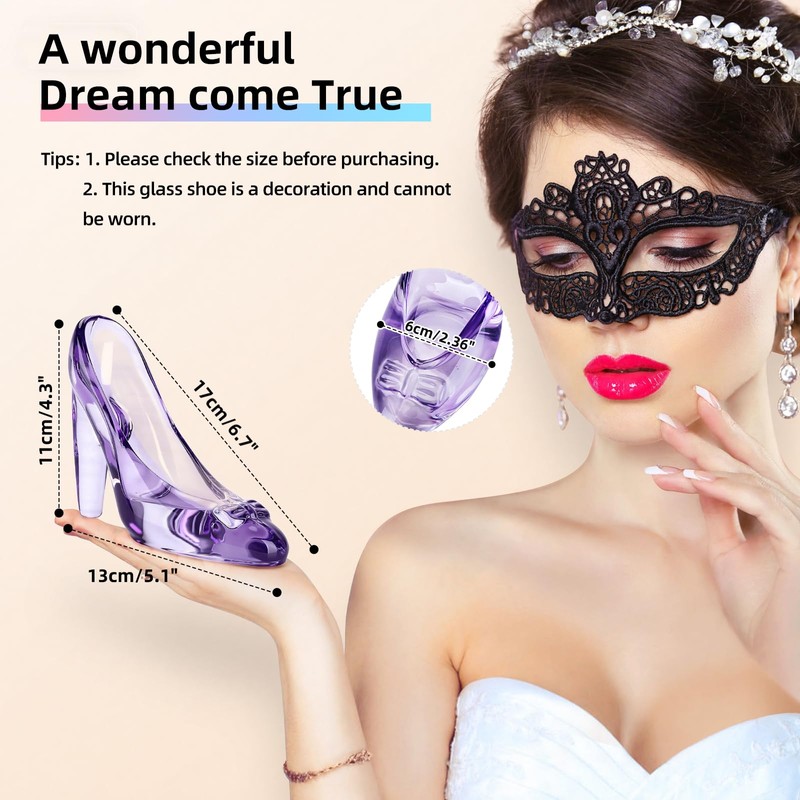 Cinderella Shoe Decor, Crystal High Heels Shoes Ornaments Glass Slipper