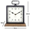 ARIATI Black Metal Handle Mentel Clock on Wood Base Distressed