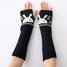 G-6 Rabbit Hair Fingerless Knit Arm Warmers - New Fall/Winter Typing Warm Fashion Unisex Knit Arm Warmers Light Gray 10ea