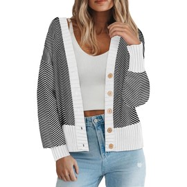 Zeagoo Women's Cardigan 2025 Fall Winter Open Front Oversized Button V Neck Loose Soft Knit Sweater