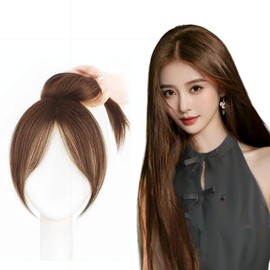 Magic Sealed Partial Wig, Natural, Summer Lightweight, Midsummer Wig, Hair Piece for Crown of Head, Hidden Gray Hair, For Everyday Commutes, Top Cover, Divided Wig (Light Brown)