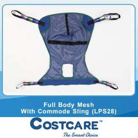 COSTCARE | Patient Aid Universal Full Body with Commode Opening Mesh Lift Sling Polyester Slings for Patient Lifts Full Body Mesh W/Commode Sling (LPS28) (Medium)