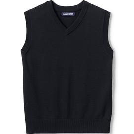 Lands' End Uniform Kids Cotton Modal Sweater Vest Black Kids X-Small