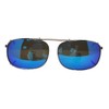 Rectangle Polarized Clip-on Sunglasses (Pewter Frame Blue Mirror Gray Lens,