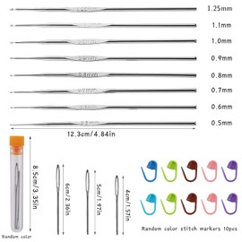 MORFEN 22 PCS Crochet Hooks Set, Ergonomic Lace Crochet Hook Knitting Needles, Crochet Needles for Crocheting with Big Eye Blunt Needles Stitch Markers for Beginners