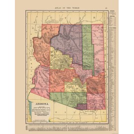 MAPS OF THE PAST Historic State Map - Arizona - Hammond 1910-23 x 29.73 - Vintage Wall Art