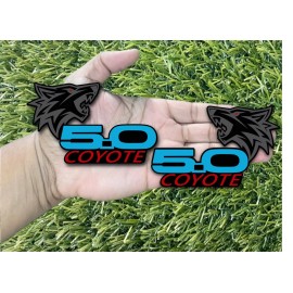 Badge Addictz Red Eye 5.0 Coyote Emblems Badges Matte/Black Light Blue with Red Word Coyote