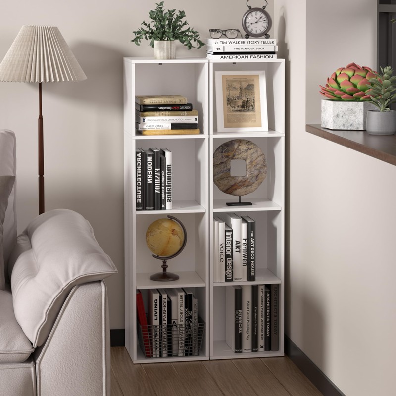 NewBeth 4 Cube Storage Organizer, 4 Tier Cube Low Bookcase