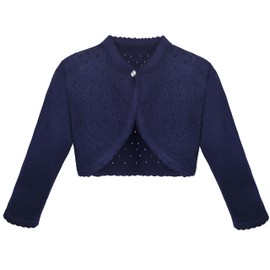 Lilax Baby Girls' Knit Long Sleeve One Button Closure Bolero Shrug 6-9 Months Navy
