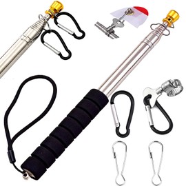 6.56FT Portable Handheld Flag Pole for Carrying Stainless Steel Telescopic Tour Guide Lightweight Extendable Pointer 4 Clips Stainless Steel Flag Pole Ring Flag Carabiner Clampfor 3x5 Flag
