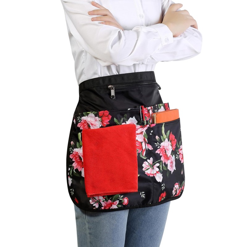 Waterproof Server Apron for Women with 7 Pockets,Quickly Put on