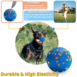JEROCK Dog Balls, Indestructible Dog Toy Ball for Aggressive Chewers, Durable High Elasticity Interactive Ball for Training Dog Catch and Fetch, Large Medium Small Dog and Puppies(Blue, 2.5in, 2pcs)