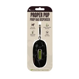 P.L.A.Y. Proper Pup Poop Bag Dispenser - Kalahari Black- Dogs & Pet Waste Management Holder, 15ct Bag Roll, Easy Clip Attachment, Upcycled Material