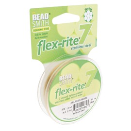 The Beadsmith Flex-Rite 7 Strand Nylon Coated, Stainless-Steel Beading Wire, Jewelry Making Supply (.012 Dia, Metallic Gold - 30 Ft)