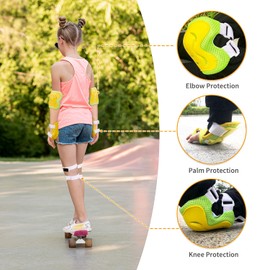 Kids/Youth Knee Pads Elbow Pad Wrist Guards Protective Gear Set, for Child Roller Skates, Cycling Bike, Skateboard, Inline Skatings, Scooter Riding, BMX bike, And Other Outdoor Sports Activities
