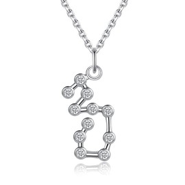 VIKI LYNN 925 Sterling Silver Astrology Constellation Horoscope Zodiac Star Sign Pendant Necklace for Women, 925 Sterling Silver with 18K Gold Plated, Cubic Zirconia