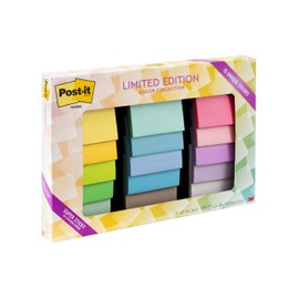 Post-it Super Sticky Notes, Limited Edition Color Collection, 3x3 in, 15 Pads/Pack, 45 Sheets/Pad