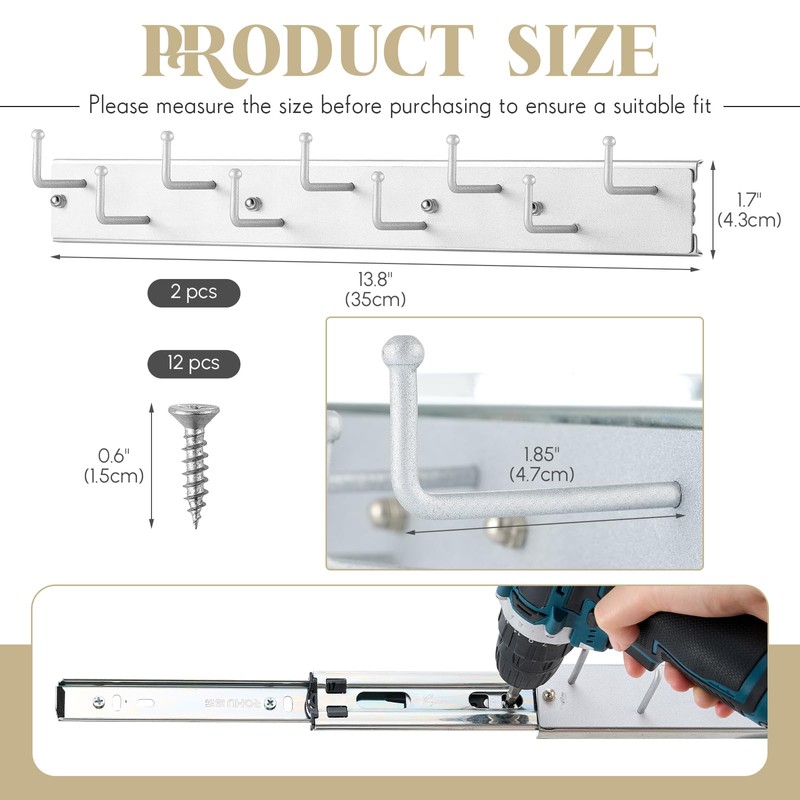 Blulu 2 Pcs 13.8'' Sliding Tie Rack Hangers for Closet,
