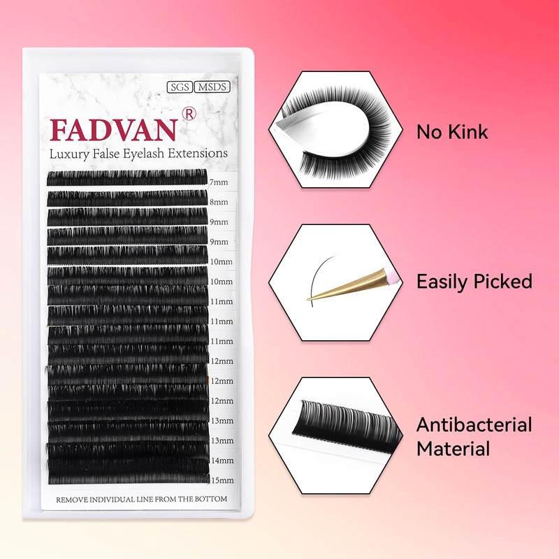 FADVAN Individual Eyelash Extensions 0.05 D Curl 7-15 mm Blending