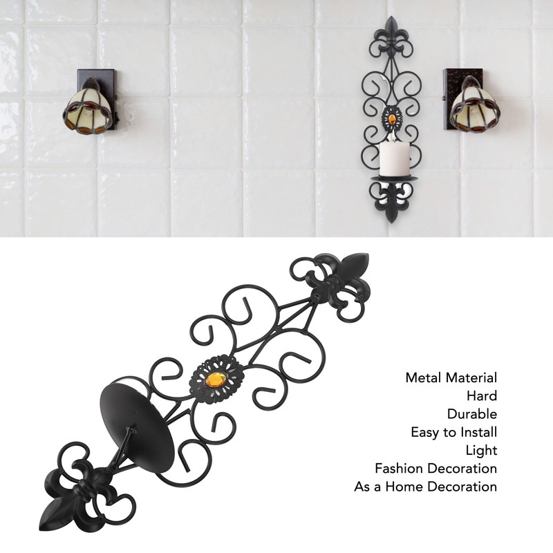 Wall Candle Holders Retro Diamond Encrusted Candlestick for Living Room