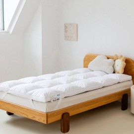 LeWinBedding 3 Inch White Goose Feather Mattress Topper,Twin Feather Bed Topper,Mattress Cover with Straps,Ultra Soft Pillowtop,100% Organic Cotton Fabric(39”x75”)