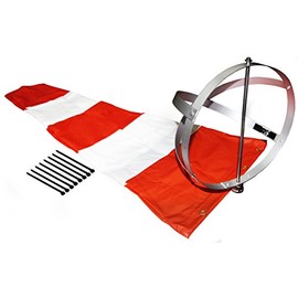 Airport Windsock Corporation 13" X 54" Orange and White Windsock and 13" Aluminum Frame Combo USA Made