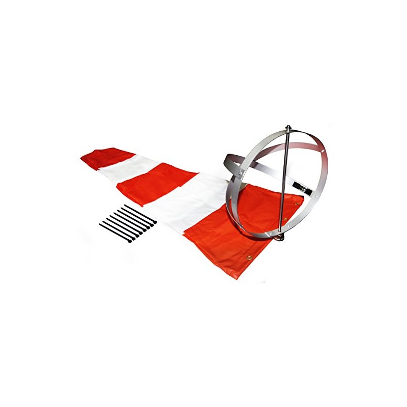 Airport Windsock Corporation 13" X 54" Orange and White Windsock
