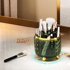 ZOHCAJBO 360° Rotating Makeup Organizer, Spinning Cosmetic Storage Tower with 5 Shelves, for Desktop Vanity Organizer, Bathroom and Stationery (Dark Green)