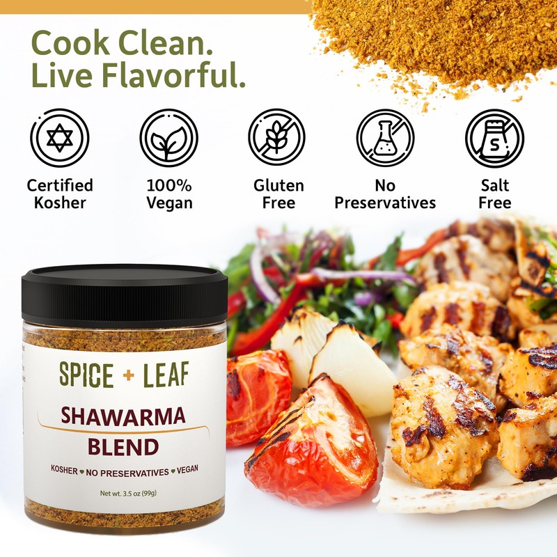 Premium Shawarma Spice Seasoning by Spice + Leaf, 3.5 Oz