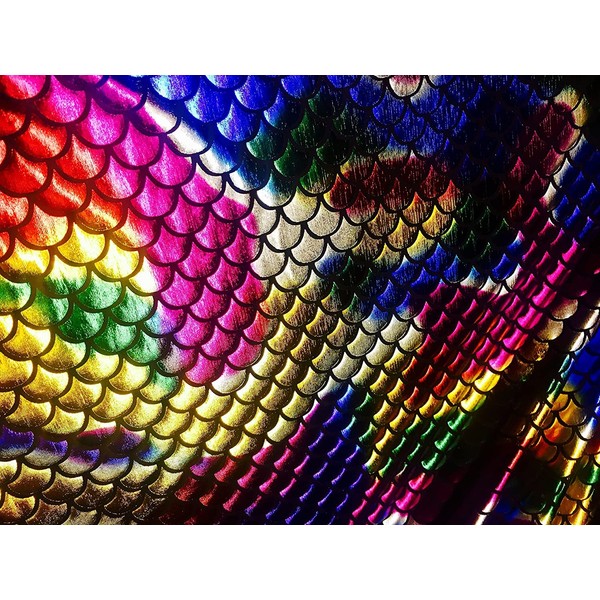 LushFabric Mermaid Scale Print Fabric Fish Tale Scales Foil -