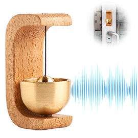 Magnetic Doorbell Made of Beech Wood, Welcome Door Bells for Front Doors, Entrance Door Bell, Small Door Bell for Indoor and Outdoor Decoration with Door Bells, Ring Chime Door Bells (Gold)