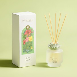 COCORRÍNA Gypsum Flower Reed Diffuser - Clean Linen Scent, 6.76 oz Oil with 8 Sticks, Long - Lasting Home Fragrance for Bathroom Décor