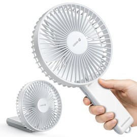WSKEN Handheld Portable Desk Fan with 4 Speeds, 6 Inch 180° Adjustable Foldable Personal Quiet but Powerful Desktop Fan for Home/Office/Outdoor/Camping/Travel, White