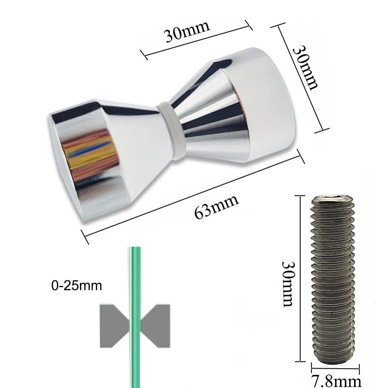 Pack of 2 Door Knobs, Shower Door Knobs, Double Knobs,