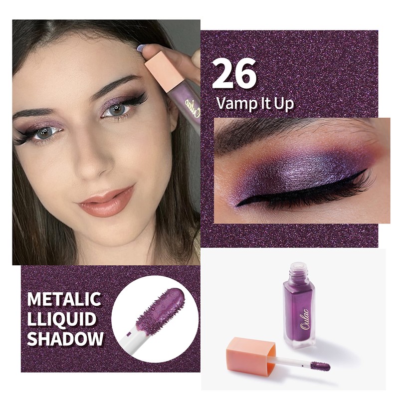 Oulac Liquid Eyeshadow, Durable, Shimmering, Liquid Metallic Eyeshadow, Waterproof and