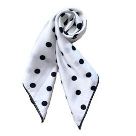 CT COTIM COYIN Silk Feeling Square Satin Head Scarf, Neck Scarves Kerchief for Women Ladies Girls, 19.7"x19.7" (50x50cm), White Base and Black Polka Dot