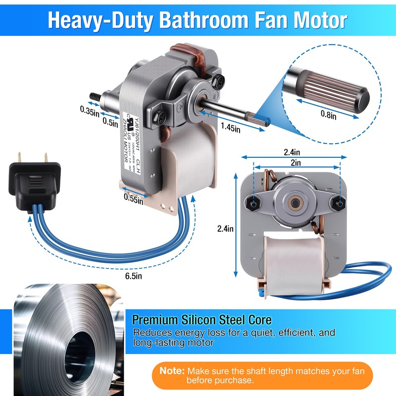 Gulfmew Universal Bathroom Vent Exhaust Fan Motor Replacement, Electric Motors