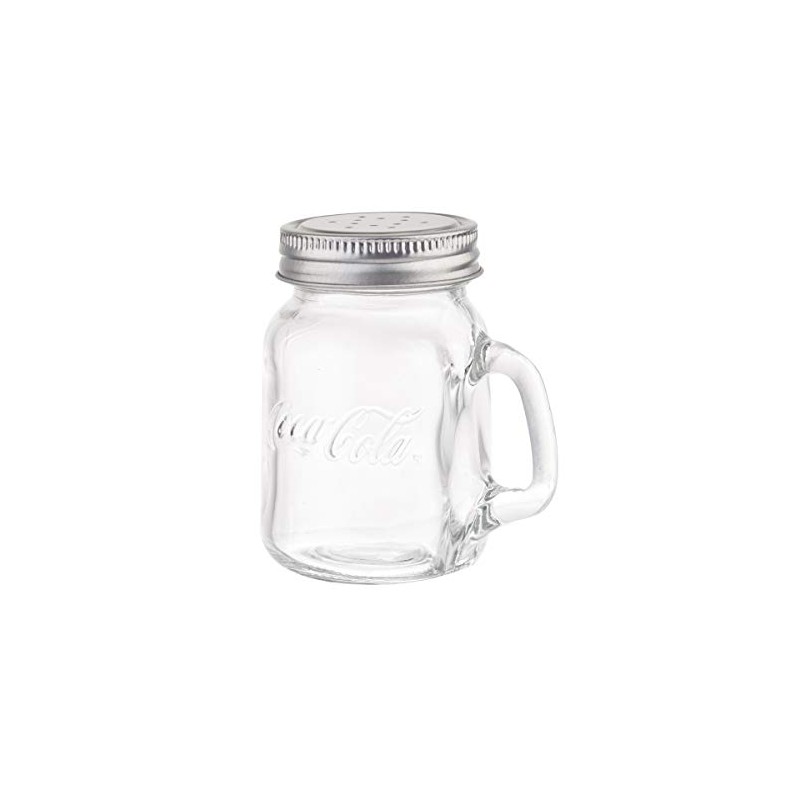 Tablecraft Coca-Cola Mason S&P Shakers, Glass Jar with Metal Lid,