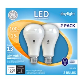 GE Lighting 66133 LED A21 Light Bulb with Medium Base, 17-Watt, Daylight, 2-Pack