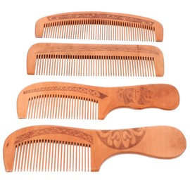 Mikinona 2sets Anti-static Hair Comb Wooden Detangler Hair Care Massage Portable Scalp Massager 4pcs*2