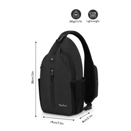 MAYLISACC Sling Backpack, Crossbody Sling Bag, Lightweight Shoulder backpack, Chest bag, Hiking Daybag for Biking, Cycling Walking （black）
