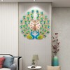 FMTAD Large Peacock Wall Clock Silent Non-Ticking,3D Creative Luxury Decorative
