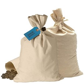 BankSupplies Currency Money Coin Sack Bags | 12W x 19H | Flat Bottom | Blank, Non-Imprinted | Double Stitched Seams | Transit Coins & Currency | Pack of 100 | Cotton Pouch Bags