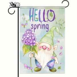 BlissYard Spring Garden Flag Double-Sided Holiday Decoratios Gnome with Flowers Backdrop Design - 12x18 Inches Outdoor Decoration Yard Flag for Seasonal Decoration