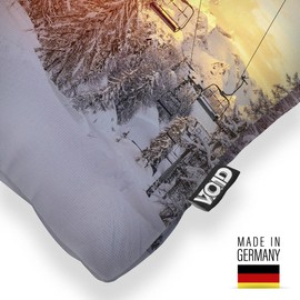 VOID Ski Lift Ski Holiday Winter Landscape Cushion Cover Polyester Christmas Decoration Winter Outdoor Decoration Cushion Size: 40 x 40 cm