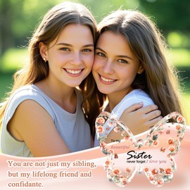 Sister Birthday Gifts, Sister Gifts from Sister Brother, Beautiful Butterfly Shaped Acrylic Plaque Decoration, Sister Gifts for Women on Thanksgiving Valentines Day Christmas