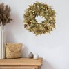 BINFEN 24" Green and Brown Ombre Foliage Wreath with White
